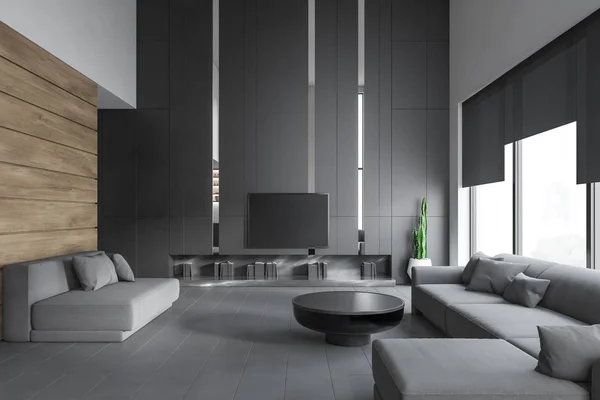 Interior ruang tamu dengan sofa dan TV — Stok Foto