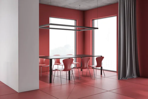 White and red dining room corner