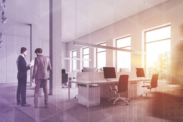 Business people in white open space office corner — Stock Photo, Image