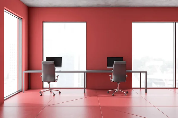Red open space office interior