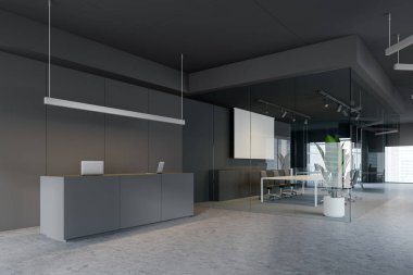 Gri ofis resepsiyon salonu ve konferans salonu