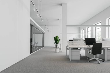 Beyaz açık alan ofis iç