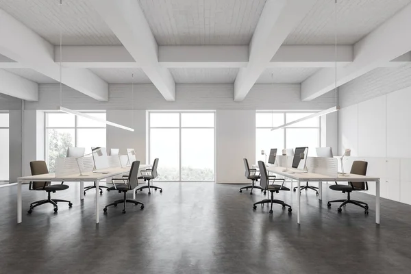 Bianco moderno open space ufficio interno — Foto Stock