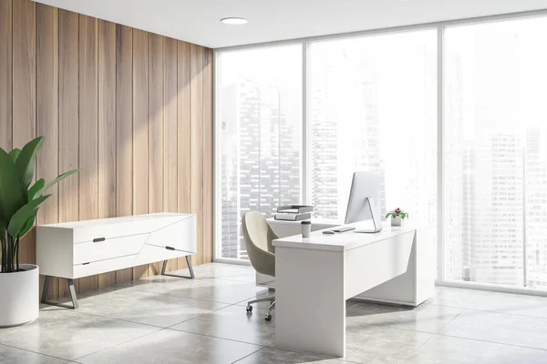 Houten panoramische CEO Office Corner — Stockfoto