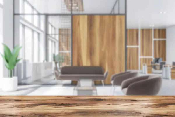 Blurred wooden office waiting room interior — Stock Photo, Image