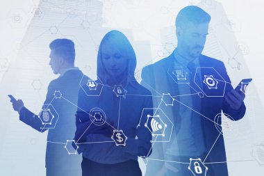 Şehirde gadget'lar ile Yöneticiler, internet simgeleri