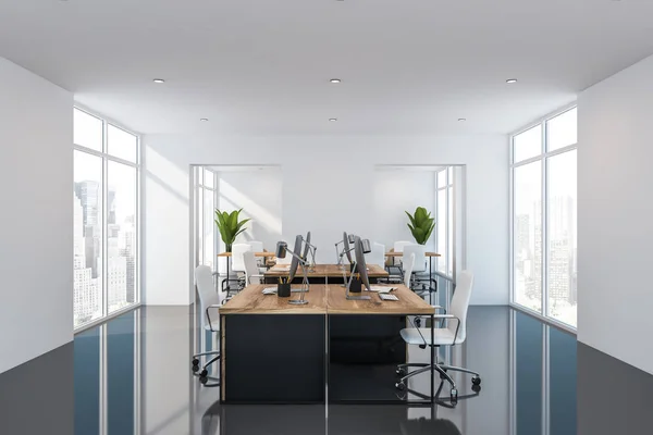 Hochglanzboden weißes Großraumbüro — Stockfoto
