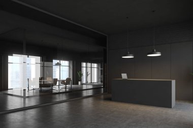 Gri resepsiyon ve toplantı odası iç