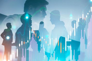 Dizüstü bilgisayar ve ekibi ile Adam, grafikler