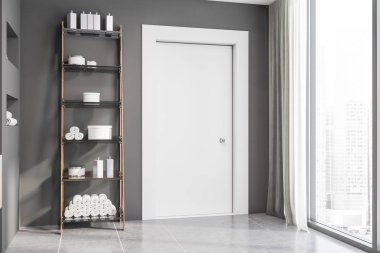 Raflar ile Loft gri banyo iç