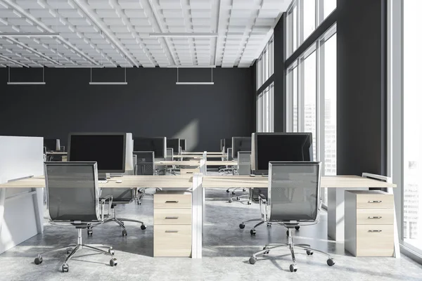 White ceiling open space office interior