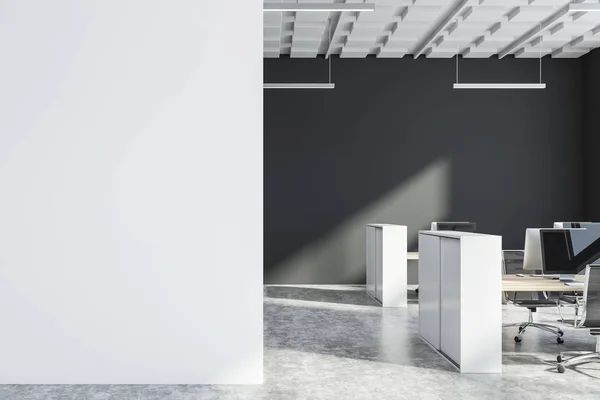 Wit plafond open ruimte kantoor, mock up muur — Stockfoto
