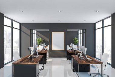 Posterli gri açık uzay ofisi