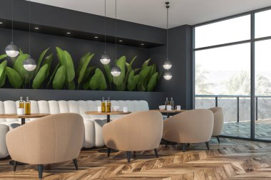 Gri doğa tarzı kafe köşesi