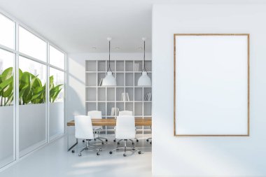 Poster ile beyaz konferans salonu iç