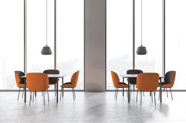 Panoramik modern beyaz restoran iç