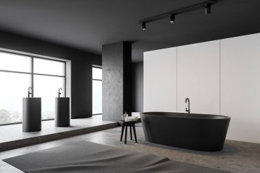 Beyaz ve gri banyo köşesi