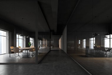 Gri ofiste konferans salonu iç