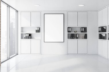 Beyaz panoramik ofiste poster