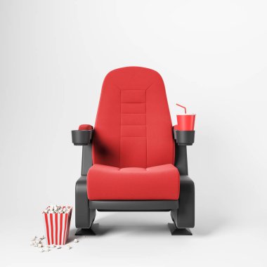 Beyaz arka plan kırmızı sinema koltuğu