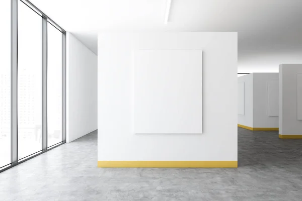 Loft branco e amarelo poster galeria interior — Fotografia de Stock
