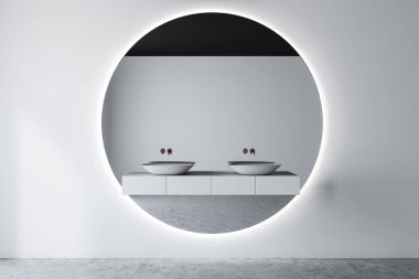 Çift lavabo ile beyaz banyo iç