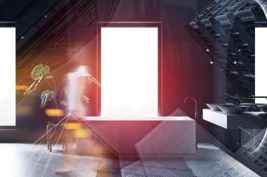 Gri banyo iç kadın