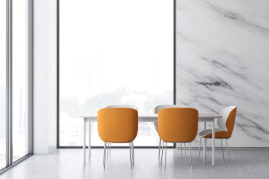 Beyaz mermer yemek odası iç