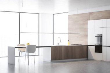 Ada ile ahşap Loft mutfak köşesi