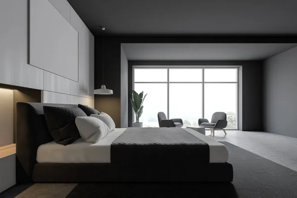 Side view of white and gray bedroom — Stock Photo, Image