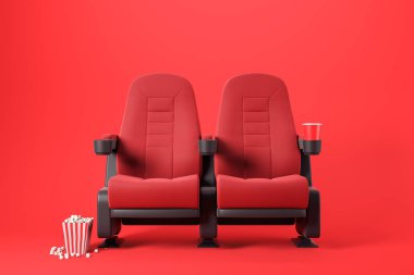 Kırmızı iki kırmızı sinema sandalyeleri