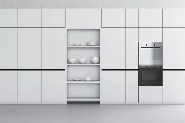 White kitchen with cupboards and oven — Stock Photo, Image