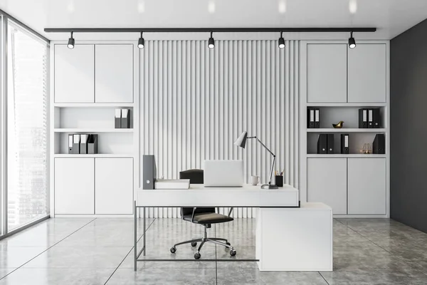 Blanc et gris vide PDG bureau intérieur — Photo