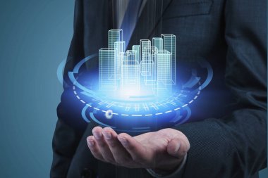 İşadamı Hud şehir arayüzü tutan