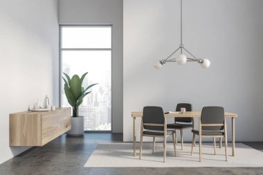 Dolaplı beyaz yemek odası iç