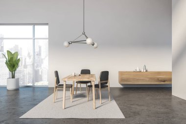 Minimalist beyaz yemek odası iç