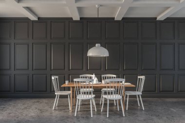 Gri minimalist yemek odası iç