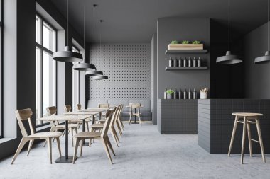 Kanepe ile koyu gri bar iç