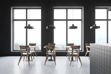 Gri loft minimalist kantin iç