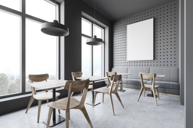 Posterli gri kahve dükkanı