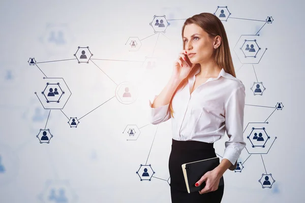 Businesswoman on phone, social connection