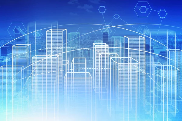 Smart City trådlöst gränssnitt bakgrund — Stockfoto