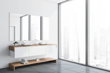 Lavabo ile beyaz panoramik banyo köşesi