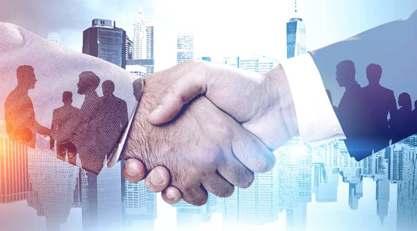 Business people and teams shaking hands — Stock Photo, Image