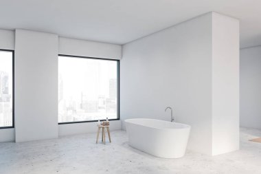 Küvetli geniş beyaz banyo köşesi