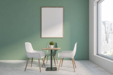 Posterli yeşil kafe içi