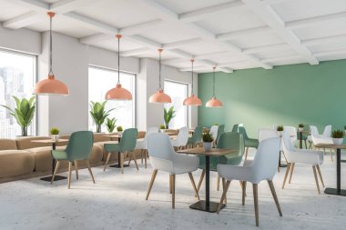 Yeşil beyaz restoran köşesi