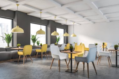 Gri ve beyaz Restoran köşe