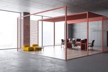 Şık açık alan ofisinde bekleme odası köşesi