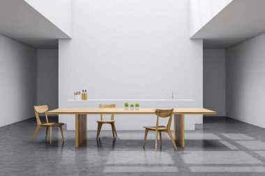 Beyaz geniş yemek odası iç